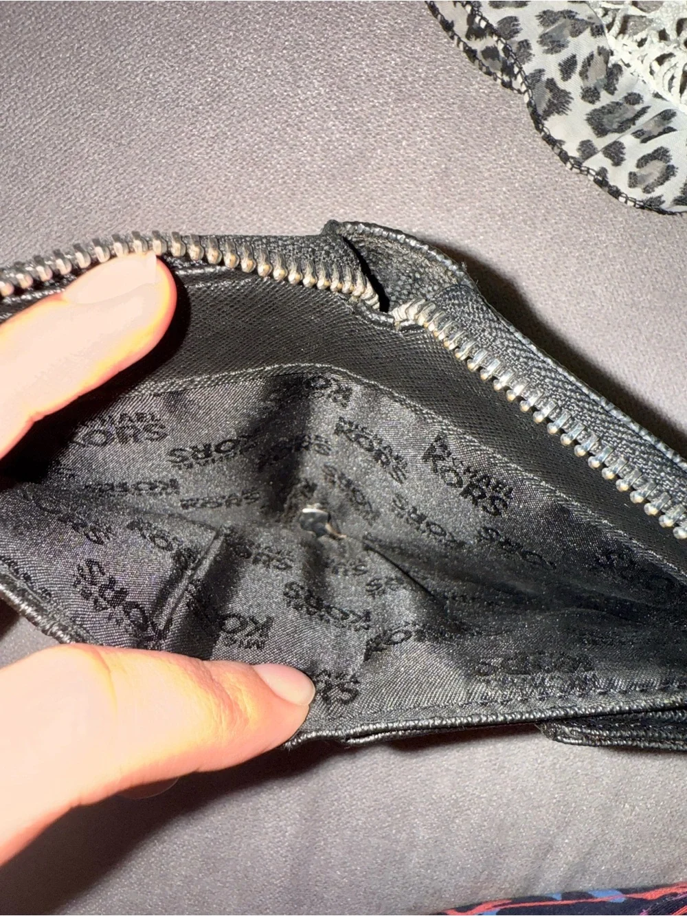 Michael Kors Black Pebbled Leather Zip Coin Pouch